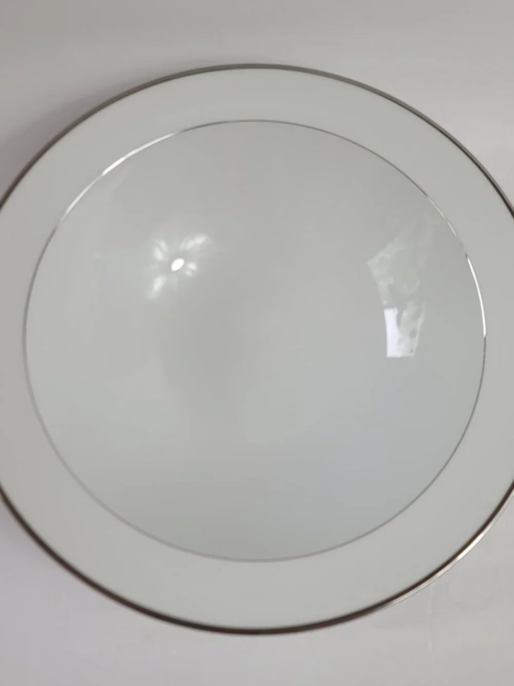 Style House Fine China Wedding Band Serving Bowl White Platinum Ring & Trim